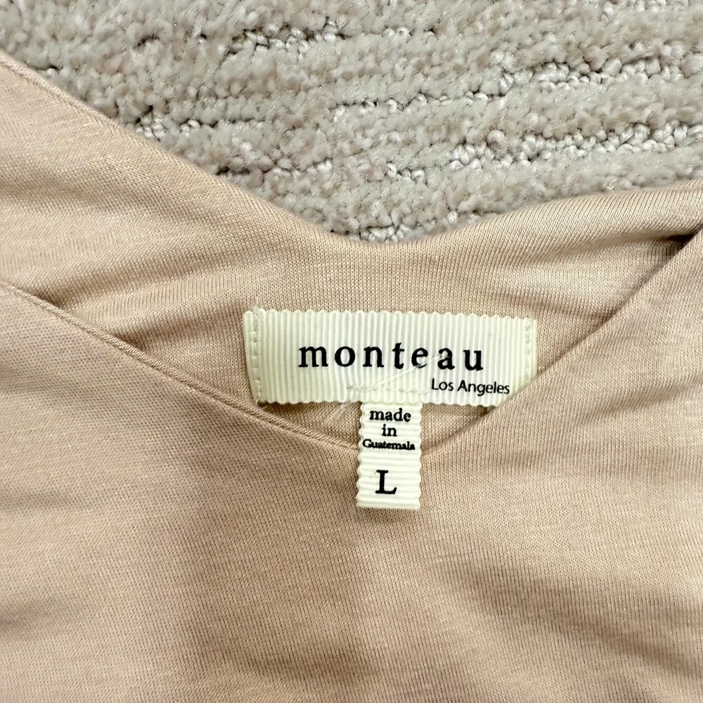 Monteau Cream and Red Sheath Maxi Dress V-Neck Sleeveless - Picture 5 of 6